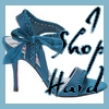 shopping icon - "I shop hard" icon. shopping icon - "I shop hard" icon.