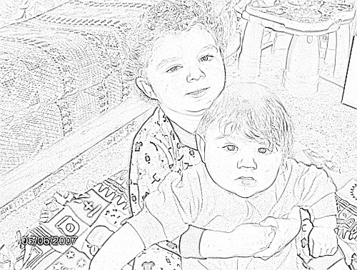 My grandson's Jordyn and JD's picture done with a  - My grandson's Jordyn and JD's picture done with a sketch program.