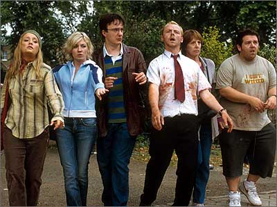 Shaun Of The Dead - A photo of Shaun Of The Dead. This photo is from a scene were there are pretending to be zombie to avoid attention from the zombies.