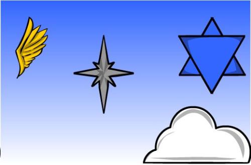 The Trinity - This is a copy of my daughters flag I made on a site she showed me.. The Star of David stands for the Father, The cross stands for the Son, and the Wings represent the Dove which is the Holy Spirit.