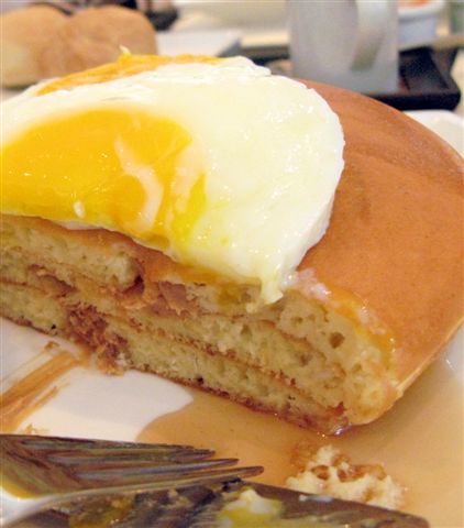 pancake with egg - a regular pancake topped with egg to add new flavor