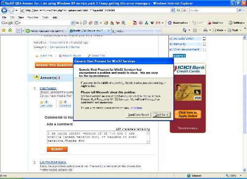 Screenshot of error message - This is the screenshot of the error message