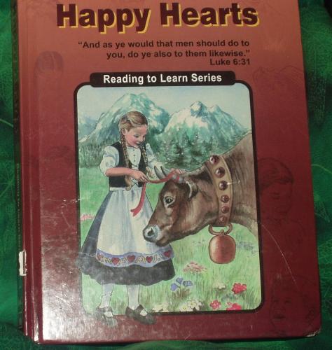 Happy Hearts book - It's a Christian reading series book for second graders. Kind of a neat book full of stories unless you use it for home schooling, then I guess the kids would think of it as homework!