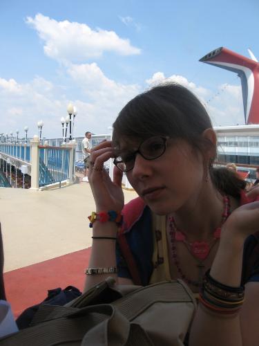 Cruise ~ Deep in Thought - I'm staring, thinking hard about something on the deck of a Norwegian Cruise... I'm thinking... 'I want to look good while Greg is taking my picture' w
