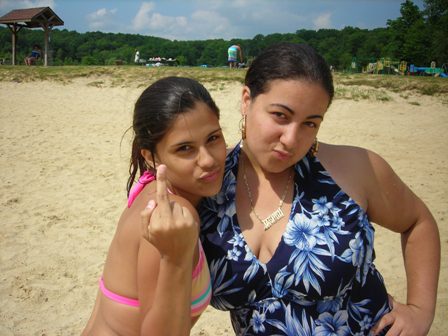 beach front - me and my bestie sayin fcuk you, at the lake lol mad fun that day =]