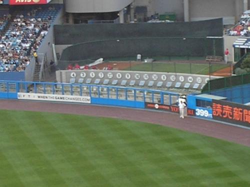 Yankee Stadium - This is the section of Yankee Stadium just beyond Center Field that contains the retired numbers and hall of fame plaques of all the Yankee Hall of Famers.