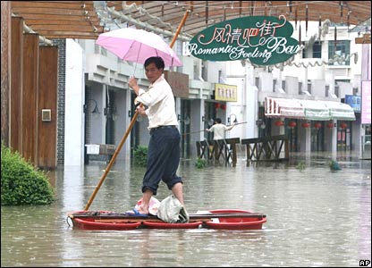 China Flood - Rescuers at work.
