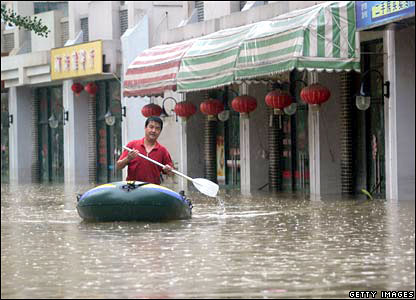 China Flood - Rescuers at work.