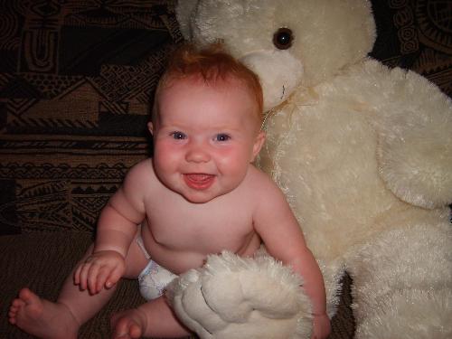 Katy and her Bear - Katy is 6 1/2 months in this picture.