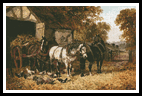 Horse cross stitch - This is a pattern for a hay cart and horses. Hope that this helps.