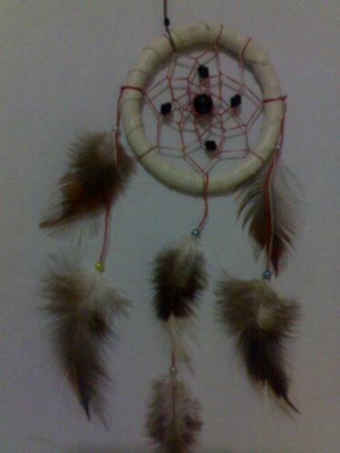 dreamcatcher - Native American dreamcatcher (white) with feathers