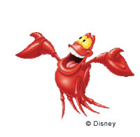 Sebastian the crab - This is an original Disney picture of Sebastian the crab, Ariel's slightly overprotective friend. Sebastian is quite adorable with his dramatic expressions, enourmous, jessica-simpson lips, and paranoid nature.