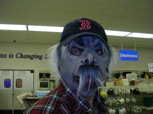 Fun Mask - This was a picture taken in a store that had a few odds and ends for sell. I think that the Braves hat really added to it. It's actually kind of creepy. But it was fun to take. You should've seen the looks we got!