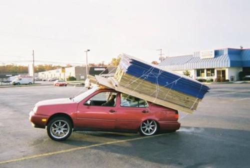 Overloaded!! - First of all, why would the store personnel even allow the man to leave this way? Second, what was this man thinking? Or was he thinking at all?