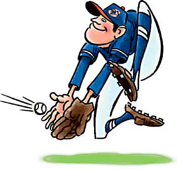 Baseball comic picture - This is a fun little baseball comic picture of a guy catching a ball.