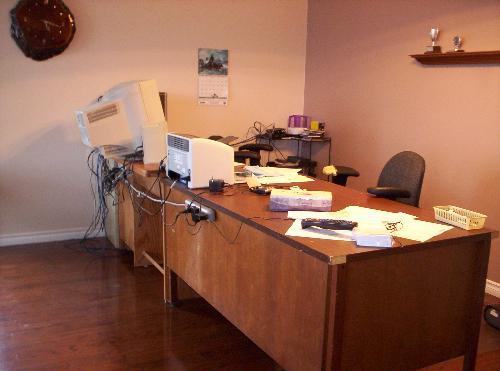 messy desk - my dining room!!