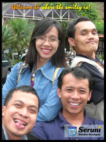 My Friends and Me - Cool, isn't it? Upper (left to right): Jacinta and Me. Lower (left to right): Wino and Dadang.  'Welcome to where the smiley is!'  God bless!