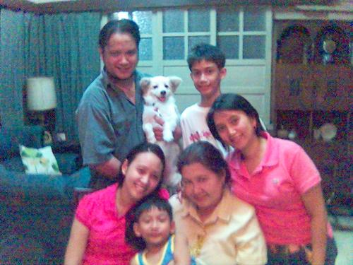 my family - This is me with my mom, sister, brother, nephews and my pet beauty