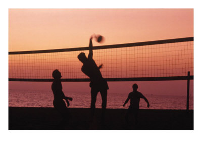 beach volleyball - Volleyball on the beacj with sunset in backround
