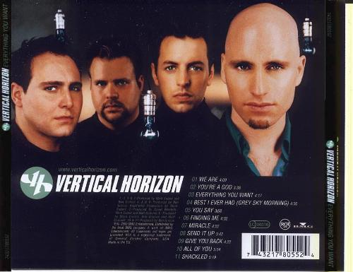 Vertical Horizon - Back of a CD case for the album 'Everything You Want.'