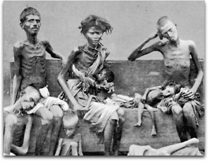 famine - we were luckier to not end up like this. we should make sure that evrything that we eat will not be put to waste. because there are people in this world who eats poo as substitute for food.