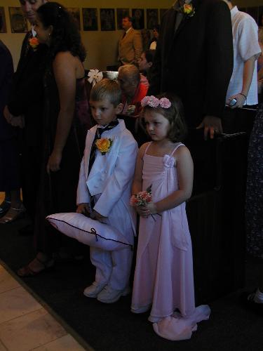 Son and niece at wedding - It almost looks like they are getting married! How cute. It almost has a twenty's look and feel to it.