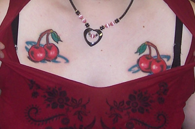 Cherry Tattoos - 2 Cherries on each side of collar bone