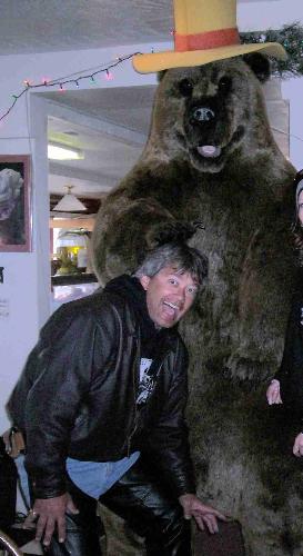 Me and the bear! - After a ride in the mountains on my Harley, I was attacked by a bear in a restaurant!