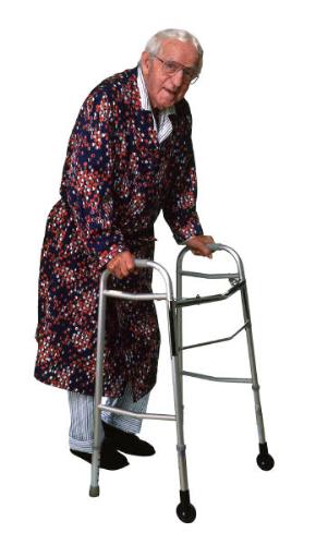 Nursing home - picture of an elderly man with a walker