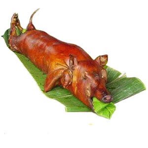 Lechong Baboy - Lechon is a native Filipino delicacy in the Philippines. It is a roasted pig. The crispy skin is a very good part of the pig when roasted. Eat Lechon when you get a chance to go to the Philippines.