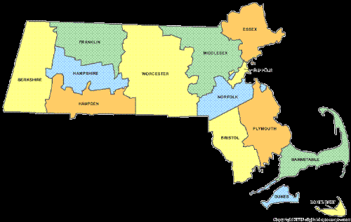 massachusetts counties - massachusetts counties colors USA