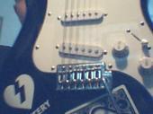 Musicians - a pic of my guitar its black w/ a mystery sticker on it and another sticker