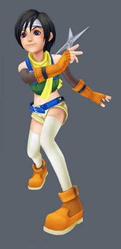 Yuffie Kisaragi  - This is Yuffie Kisaragi, Kingdom Hearts versions! She is really cute, isn't she? I think she is probably my favorite character of Final Fantasy 7. She seems a bit different in Kingdom hearts though, no?