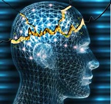 seizures - picture of head/skull and sezure activity...showing in blue/black shades