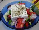 Greek salad - feta, tomatoes, cucumber, onions, herbs, olive oil, olives....