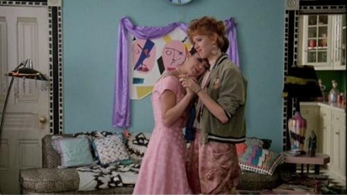 pretty in pink - andy dancing with her friend/coworker