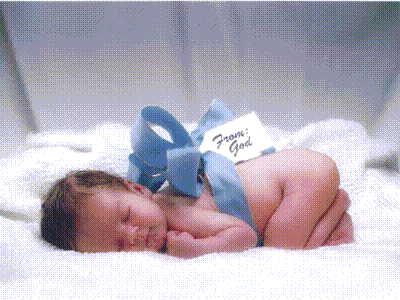 Baby From God - I thought this photo was beautiful ... a baby wrapped in a bow with a tag that reads From:God