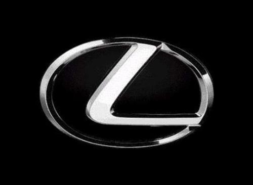 Chrome Lexus Logo Front Emblem - Chrome Lexus logo emblem on a black ...