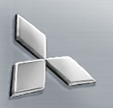 Chrome Mitsubishi Logo Front Emblem - Chrome Mitsubishi logo front emblem diagonal on silver back