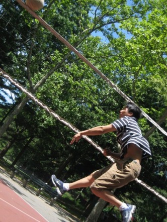 me  - spiking the volleyball