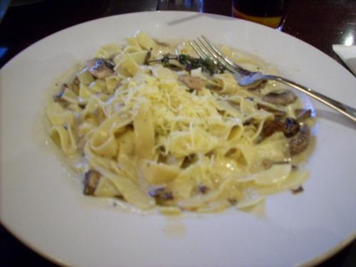 tagliatelle - creamy sauce on top of tagliatelle pasta