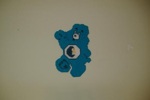 Bedtime Bear in Plastic Canvas--Pattern designed b - This is a Care Bear, Bedtime Bear. I made this from Plastic Canvas for my baby daughter. I designed the pattern myself.