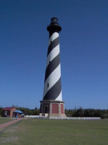Cape Hatteras, NC - This is a picture of the lighthouse in Cape Hatteras, NC. Cape Hatteras is part of the Cape Hatteras National Seashore and is also considered to be part of the Outer Banks. The Cape Hatteras lighthouse (pictured) was moved in 1999 due to erosion on the shore to it's new location to preserve the lighthouse for the future.