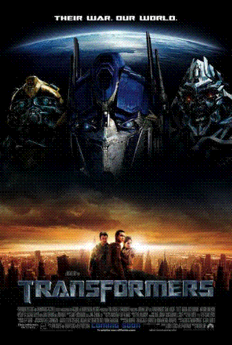 Transformers 2007 Promo Poster - The international poster of Transformers, the movie released in 2007 starring Shia LaBeouf.