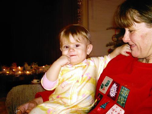 my mom - My mom holding my niece Christmas night