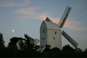 Jill Windmill in the Moonlight - Jill on Clayton Hill in the moonlight.