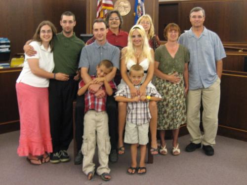 2 families - My family and the son-in-laws family in a grouop photo after my daughters wedding 7-23-07