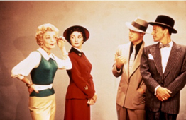 Guys and Dolls  - Guys and Dolls is a 1955 musical film (which has been redone and performed on stage many times over the years) made by the Samuel Goldwyn Company and released by MGM. It was directed by Joseph L. Mankiewicz and produced by Samuel Goldwyn. The film is based on the Broadway musical by Frank Loesser who composed the music and wrote the lyrics. The film starred Marlon Brando, Vivian Blaine, Frank Sinatra and Jean Simmons.