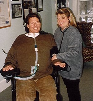 Christopher Reeves in a wheel chair - Christopher Reeves in a wheel chair, fighting for his life.