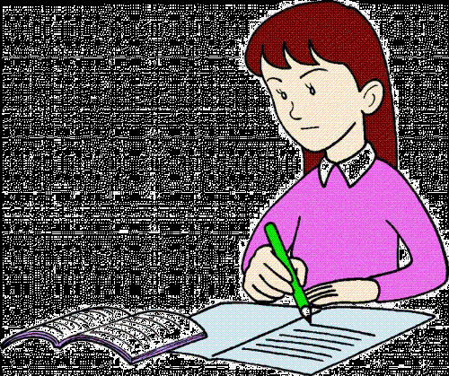 Girl writing - It's a girl who's writing.